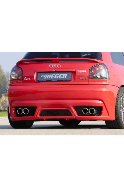 Rieger kompletní zadní nárazník new Design pro Audi A3 8L 3-dvéř., 5-dvéř., plast ABS bez povrchové úpravy, pro vozy bez parkovacího asistenta (PDC)