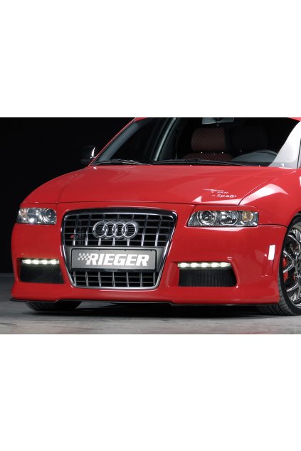 Rieger přední nárazník pro Audi A3 8L 3-dvéř., 5-dvéř., plast ABS bez povrchové úpravy, pro orig. masku Audi z modelu S, s výřezy pro světla na denní svícení