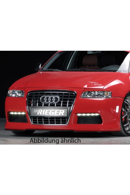 Rieger přední nárazník pro Audi A3 8L 3-dvéř., 5-dvéř., plast ABS bez povrchové úpravy, pro orig. masku Audi z modelu S, s výřezy pro světla na denní svícení, pro vozy s ostřikovači světlometů