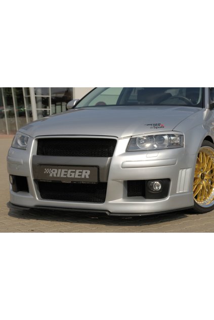 Rieger přední nárazník pro Audi A3 8P 3-dvéř. před faceliftem, plast ABS bez povrchové úpravy, R-Frame look, s držáky a kryty originálních mlhových světel, vč. integrované masky, s žebrováním, pro vozy s ostřikovači světlometů