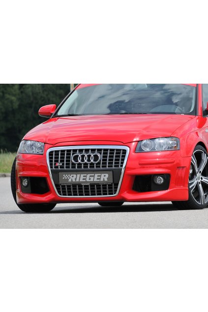 Rieger přední nárazník pro Audi A3 8P 3-dvéř., 5-dvéř., Sportback, plast ABS bez povrchové úpravy, s držáky pro originální mlhová světla, s žebrováním