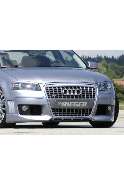 Rieger přední nárazník pro Audi A3 8P 3-dvéř. před faceliftem, plast ABS bez povrchové úpravy, s držáky a kryty originálních mlhových světel, s žebrováním, pro vozy s ostřikovači světlometů