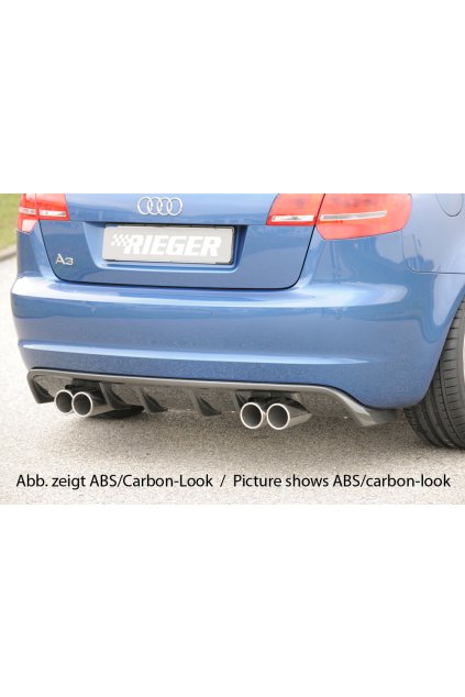 Rieger vložka zadního nárazníku pro Audi A3 8P 3-dvéř., kabriolet po faceliftu, plast ABS bez povrchové úpravy, pro dvojité koncovky na obou stranách 4x76 mm