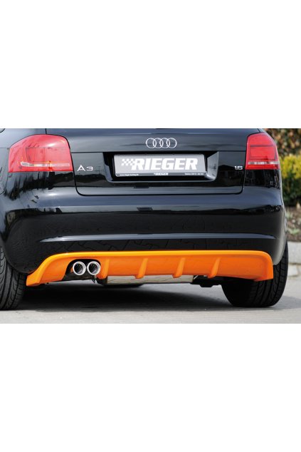 Rieger vložka zadního nárazníku pro Audi A3 8P 5-dvéř., Sportback po faceliftu, plast ABS bez povrchové úpravy, pro dvojitou koncovku vlevo 2x76 mm