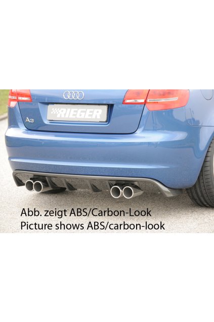 Rieger vložka zadního nárazníku pro Audi A3 8P 5-dvéř., Sportback po faceliftu, plast ABS bez povrchové úpravy, pro sportovní koncovky na obou stranách 4x76 mm