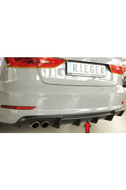 Rieger vložka zadního nárazníku pro Audi A3 8V 3-dvéř. (convertible 8V7), 5-dvéř. (sedan 8VS) před faceliftem, plast ABS bez povrchové úpravy, pro dvojitou koncovku vlevo