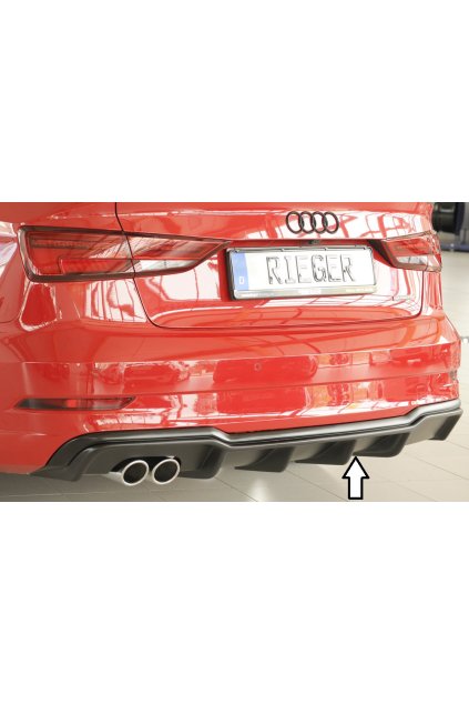 Rieger vložka zadního nárazníku pro Audi A3 8V 3-dvéř. (convertible 8V7), 5-dvéř. (sedan 8VS) po faceliftu, plast ABS bez povrchové úpravy, pro dvojitou koncovku vlevo