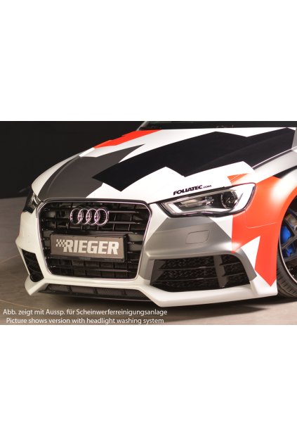 Rieger přední nárazník pro Audi A3 8V 3-dvéř. (hatchback 8V1), 5-dvéř. (sportback 8VA) před faceliftem, plast ABS bez povrchové úpravy, pro vozy bez ostřikovačů světlometů a bez PDC