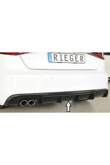 Rieger vložka zadního nárazníku pro Audi A3 8V 3-dvéř. (hatchback 8V1), 5-dvéř. (sportback 8VA) před faceliftem, plast ABS bez povrchové úpravy, S-Line, pro dvojitou koncovku vlevo