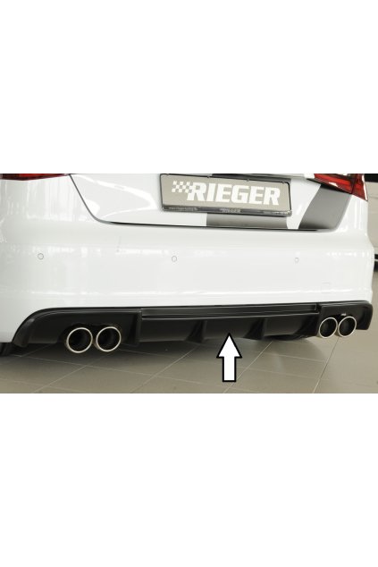 Rieger vložka zadního nárazníku pro Audi A3 8V 3-dvéř. (hatchback 8V1), 5-dvéř. (sportback 8VA) před faceliftem, plast ABS bez povrchové úpravy, S-Line, pro dvojité koncovky na obou stranách 4x90 mm