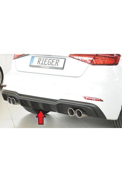 Rieger vložka zadního nárazníku pro Audi A3 8V 3-dvéř. (hatchback 8V1), 5-dvéř. (sportback 8VA) po faceliftu, plast ABS bez povrchové úpravy, pro dvojité koncovky na obou stranách 4x90 mm