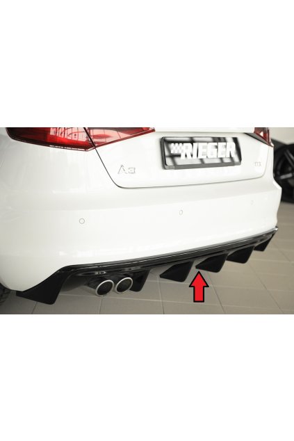 Rieger vložka zadního nárazníku (GBL56786) pro Audi A3 8V 3-dvéř. (hatchback 8V1), 5-dvéř. (sportback 8VA) před faceliftem, plast ABS lakovaný do černé lesklé barvy
