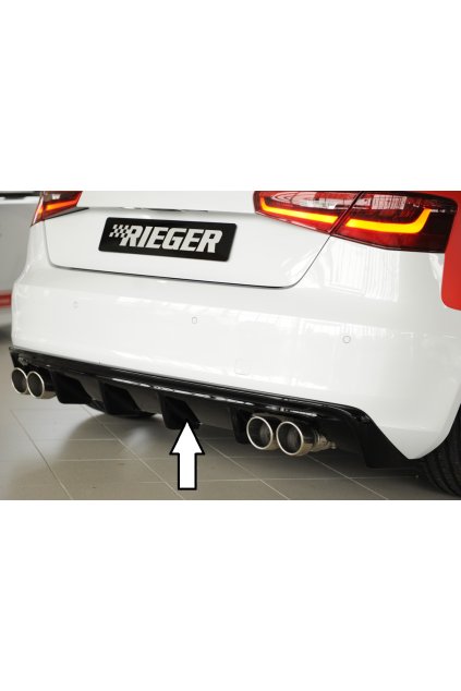 Rieger vložka zadního nárazníku (GBL56787) pro Audi A3 8V 3-dvéř. (hatchback 8V1), 5-dvéř. (sportback 8VA) před faceliftem, plast ABS lakovaný do černé lesklé barvy