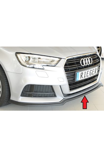 Rieger lipa pod přední nárazník pro Audi A3 S3 8V 3-dvéř. (hatchback 8V1), 5-dvéř. (sportback 8VA) po faceliftu, 09/16-, plast ABS bez povrchové úpravy