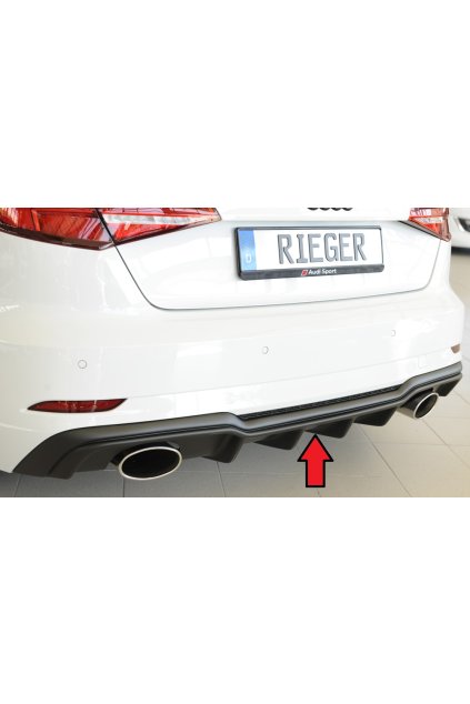 Rieger vložka zadního nárazníku pro Audi A3 S3 8V 3-dvéř. (hatchback 8V1), 5-dvéř. (sportback 8VA) po faceliftu, plast ABS bez povrchové úpravy, pro sportovní koncovky na obou stranách 152x95 mm