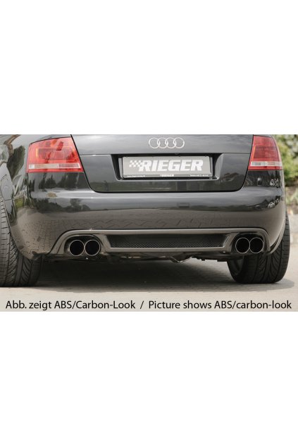 Rieger vložka zadního nárazníku pro Audi A4 8H kabriolet, plast ABS bez povrchové úpravy, pro dvojité koncovky na obou stranách 4x90 mm