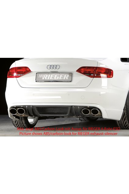 Rieger spoiler pod zadní nárazník pro Audi A4 B8, B81 avant, sedan před faceliftem r.v. 11/07-12/11, plast ABS bez povrchové úpravy, mimo S-Line, pro orig. dvojitou koncovku vlevo