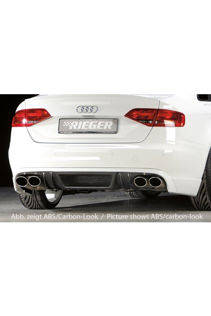 Rieger spoiler pod zadní nárazník pro Audi A4 B8, B81 avant, sedan před faceliftem r.v. 11/07-12/11, plast ABS bez povrchové úpravy, mimo S-Line, pro dvojité koncovky na obou stranách 4x115x85 mm