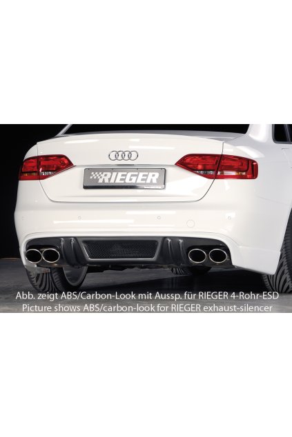 Rieger spoiler pod zadní nárazník pro Audi A4 B8, B81 avant, sedan před faceliftem r.v. 11/07-12/11, plast ABS bez povrchové úpravy, S-Line, pro koncovku vlevo
