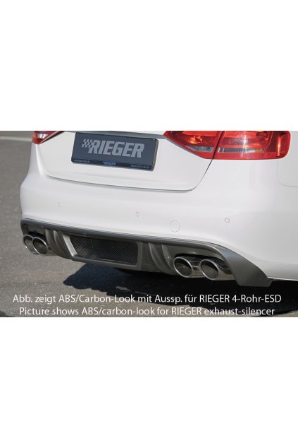 Rieger vložka zadního nárazníku pro Audi A4 B8, B81 avant, sedan před faceliftem, plast ABS bez povrchové úpravy, S-Line, pro orig. dvojitou koncovku vlevo