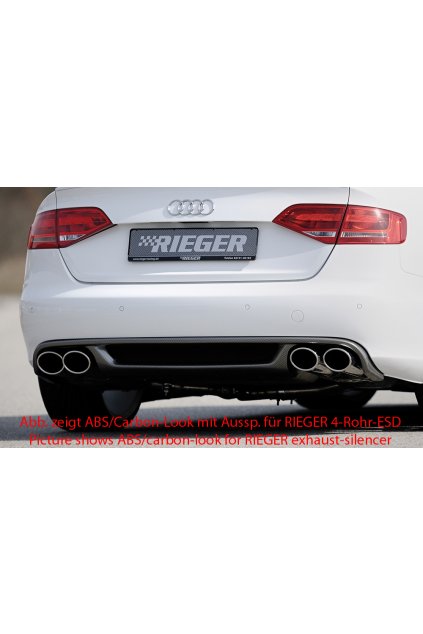 Rieger vložka zadního nárazníku pro Audi A4 B8, B81 avant, sedan před faceliftem, plast ABS bez povrchové úpravy, mimo S-Line, pro orig. dvojitou koncovku vlevo