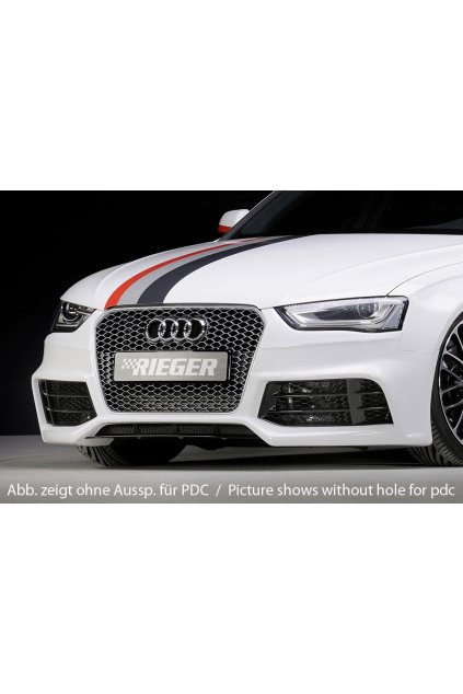 Rieger přední nárazník pro Audi A4 B8, B81 avant, sedan po faceliftu, plast ABS bez povrchové úpravy, pouze pro masku RS4, pro vozy s parkovacím asistentem (PDC)