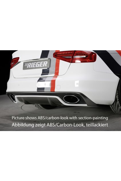 Rieger vložka zadního nárazníku pro Audi A4 B8, B81 avant, sedan po faceliftu, plast ABS lakovaný do černé lesklé barvy