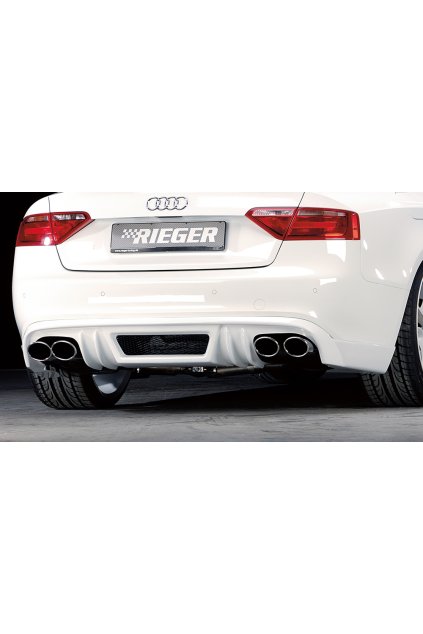 Rieger spoiler pod zadní nárazník pro Audi A5 B8, B81 kabriolet, kupé před faceliftem r.v. 06/07-07/11, plast ABS bez povrchové úpravy, pro dvojité koncovky na obou stranách 4x115x85 mm