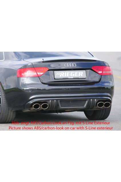 Rieger vložka zadního nárazníku pro Audi A5 B8, B81 kabriolet, kupé před faceliftem, plast ABS bez povrchové úpravy, mimo S-Line, pro dvojité koncovky na obou stranách 4x115x85 mm