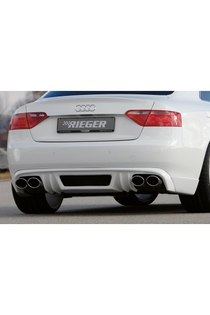 Rieger spoiler pod zadní nárazník pro Audi A5 B8, B81 kabriolet, kupé před faceliftem r.v. 06/07-07/11, plast ABS bez povrchové úpravy, mimo S-Line, pro dvojité koncovky na obou stranách 4x115x85 mm