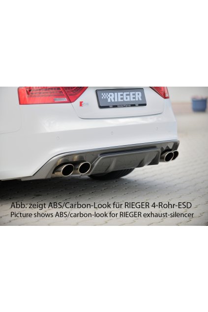 Rieger vložka zadního nárazníku pro Audi A5 B8, B81 kabriolet, kupé po faceliftu, plast ABS lakovaný do černé lesklé barvy, S-Line, pro orig. koncovky na obou stranách