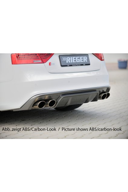 Rieger vložka zadního nárazníku pro Audi A5 B8, B81 kabriolet, kupé po faceliftu, plast ABS lakovaný do černé lesklé barvy, S-Line, pro dvojité koncovky na obou stranách 115x85 mm