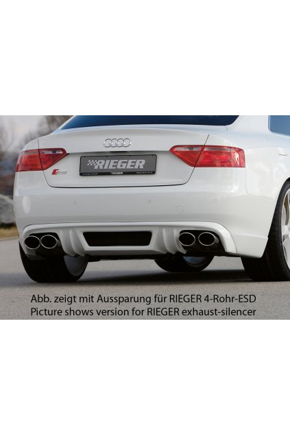 Rieger spoiler pod zadní nárazník pro Audi A5 B8, B81 Sportback před faceliftem r.v. 06/07-07/11, plast ABS bez povrchové úpravy, mimo S-Line, pro orig. dvojitou koncovku vlevo