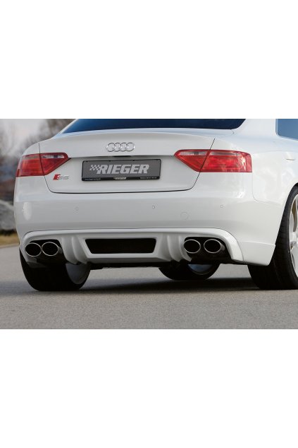 Rieger spoiler pod zadní nárazník pro Audi A5 B8, B81 Sportback před faceliftem r.v. 06/07-07/11, plast ABS bez povrchové úpravy, mimo S-Line, pro dvojité koncovky na obou stranách 4x115x85 mm