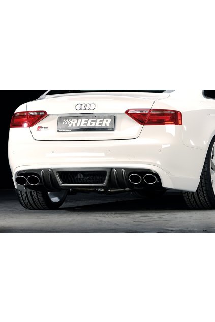 Rieger spoiler pod zadní nárazník pro Audi A5 S5 B8, B81 Sportback před faceliftem r.v. 06/07-07/11, plast ABS s povrchovou úpravou Carbon-Look, pro vozy s dvojitými koncovkami na obou stranách 4x115x85 mm