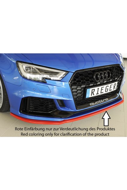 Rieger lipa pod přední nárazník pro Audi RS3 8V 5-dvéř. (sedan 8VS / 8VM), 5-dvéř. (sportback 8VA / 8VF) po faceliftu, 02/17-, plast ABS bez povrchové úpravy