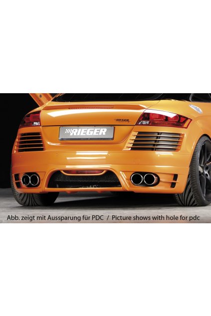 Rieger zadní nárazník pro Audi TT 8J kupé, roadster, plast ABS bez povrchové úpravy, pro vozy bez parkovacího asistenta (PDC), pro dvojité koncovky na obou stranách
