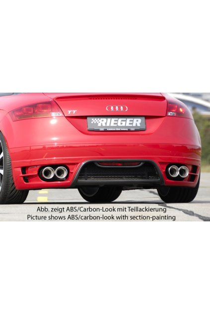 Rieger spoiler pod zadní nárazník pro Audi TT 8J kupé, roadster před faceliftem r.v. 09/06-06/10, plast ABS s povrchovou úpravou Carbon-Look, pro dvojité koncovky vlevo/vpravo