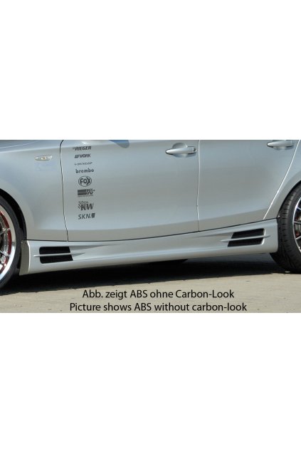 Rieger boční práh mont. strana levá pro BMW řada 1 E87 4-dvéř., sedan vč. faceliftu, r.v. 04/07-08/11, 09/04-03/07, plast ABS s povrchovou úpravou Carbon-Look, s prolisem