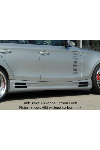 Rieger boční práh mont. strana pravá pro BMW řada 1 E87 4-dvéř., sedan vč. faceliftu, r.v. 04/07-08/11, 09/04-03/07, plast ABS s povrchovou úpravou Carbon-Look, s prolisem