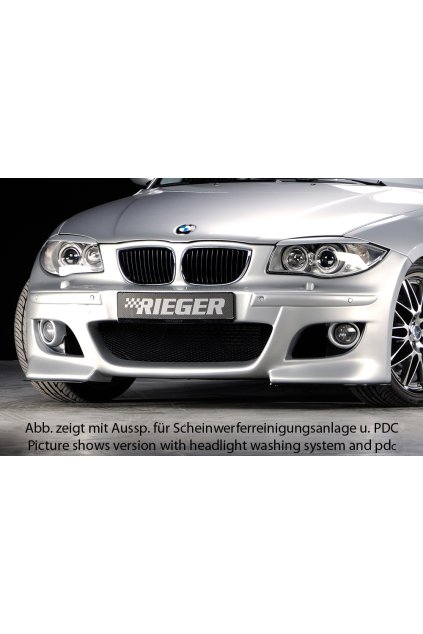 Rieger přední nárazník pro BMW řada 1 E87 4-dvéř. před faceliftem, plast ABS bez povrchové úpravy, pro vozy bez ostřikovačů světlometů a parkovacího asistenta (PDC)