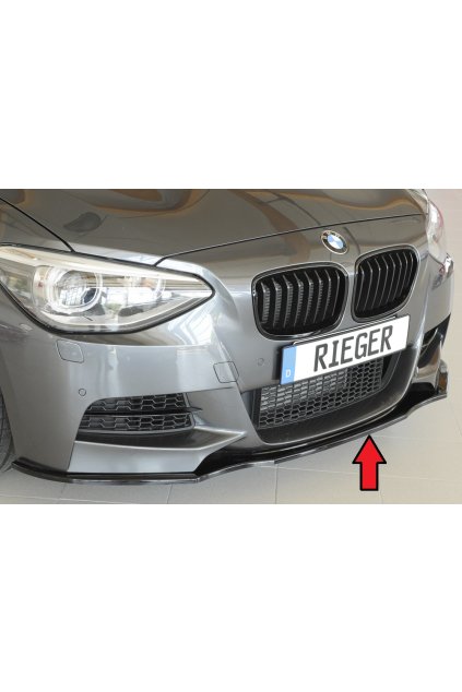 Rieger lipa pod přední nárazník pro BMW řada 1 F20, F21 sedan / 2-dvéř., sedan / 4-dvéř. před faceliftem, 09/11-03/2015, 09/12-03/2015, plast ABS lakovaný do černé lesklé barvy