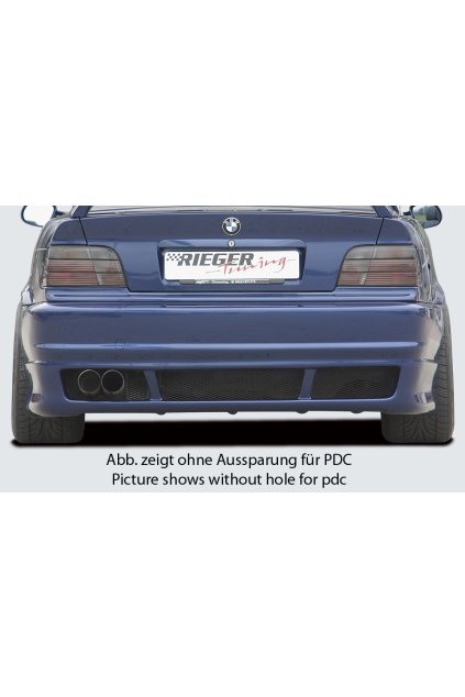 Rieger zadní nárazník pro BMW řada 3 E36 kabriolet, kupé, sedan, touring, plast ABS bez povrchové úpravy, pro vozy s parkovacím asistentem (PDC)