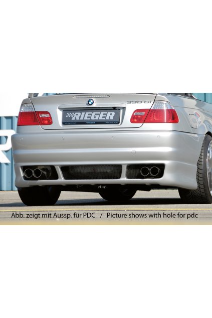 Rieger zadní nárazník pro BMW řada 3 E46 kabriolet, kupé, sedan po faceliftu, plast ABS bez povrchové úpravy, pro vozy bez parkovacího asistenta (PDC)