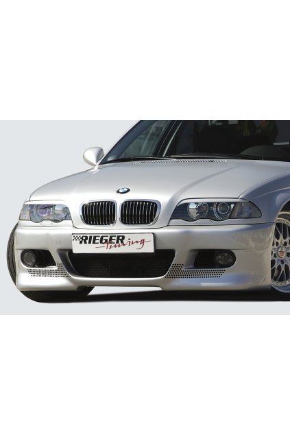Rieger kompletní přední nárazník pro BMW řada 3 E46 sedan, touring po faceliftu, plast ABS bez povrchové úpravy, s držáky pro originální mlhová světla, s žebrováním a děrováním