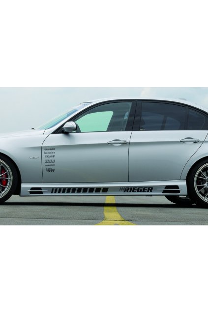 Rieger boční práh mont. strana levá pro BMW řada 3 E90, E91 sedan, touring vč. faceliftu, r.v. 03/05-08/08, 08/05-08/08, 09/08-, plast ABS bez povrchové úpravy, s prolisem, s prolisem a dvěma výřezy