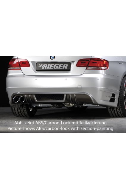 Rieger spoiler pod zadní nárazník pro BMW řada 3 E92, E93 kabriolet, kupé před faceliftem r.v. 03/07-02/10, 09/06-02/10, plast ABS bez povrchové úpravy, mimo 335i a 335d, pro vozy s dvojitou koncovkou vlevo
