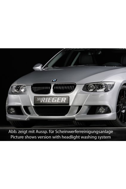 Rieger přední nárazník pro BMW řada 3 E92, E93 kabriolet, kupé po faceliftu LCI, plast ABS bez povrchové úpravy, pro vozy bez ostřikovačů světlometů a parkovacího asistenta (PDC)