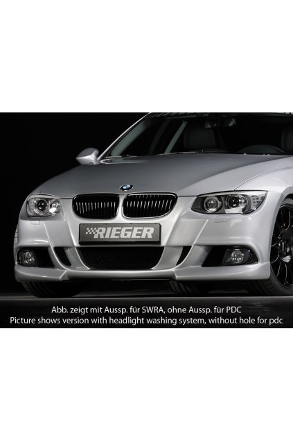 Rieger přední nárazník pro BMW řada 3 E92, E93 kabriolet, kupé po faceliftu LCI, plast ABS bez povrchové úpravy, pro vozy s parkovacím asistentem (PDC)