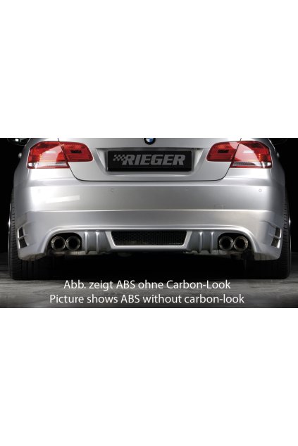 Rieger spoiler pod zadní nárazník pro BMW řada 3 E92, E93 kabriolet, kupé před faceliftem r.v. 03/07-02/10, 09/06-02/10, plast ABS s povrchovou úpravou Carbon-Look, mimo 335i a 335d, pro vozy s dvojitými koncovkami na obou stranách